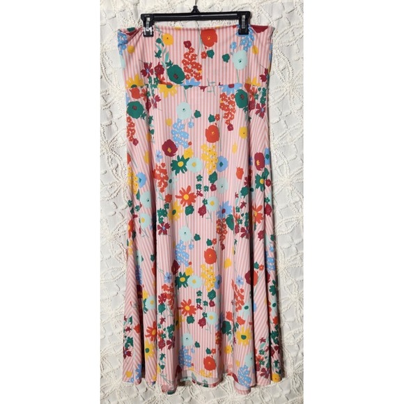 Lularoe Womens Floral Maxi Skirt Size XL Pink‎ Modest Romantic Feminine Church - Picture 1 of 9